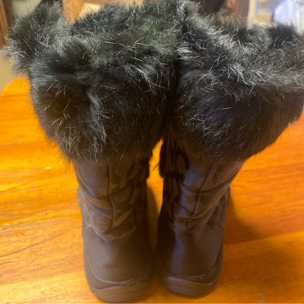 COACH Women's Black Fur Lined Jacquard Boots - Picture 3 of 5